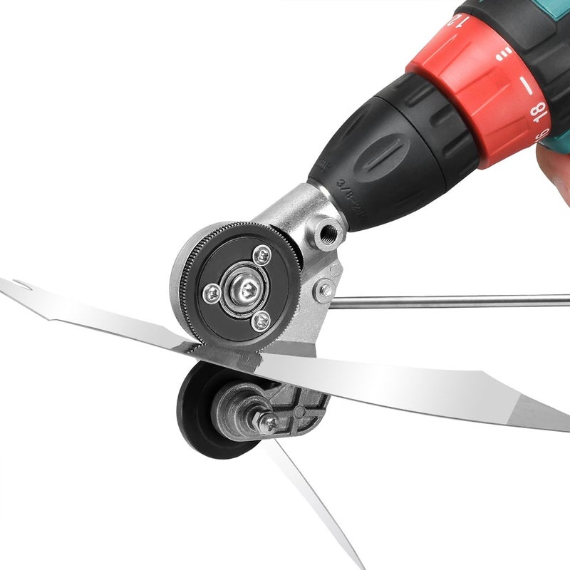 PETERONG Upgraded Electric Drill Plate Cutter - Efficiently shears flat sheet metal, Metal Cutting Attachment with Adapter - Cuts 20-30GA sizes of Iron, Steel, Tin, Aluminum, and cardboard up to 3MM - Image 1
